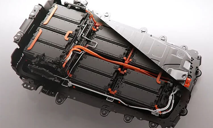 Coupe transversale de la batterie d’un véhicule électrique. 