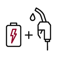 Illustration of battery + gas nozzle. Both of equal size. 