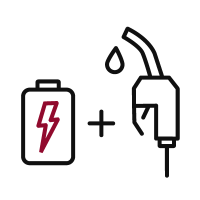 Illustration d’une batterie + pistolet à carburant. Les deux ont la même dimension. 