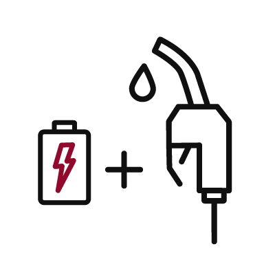 Illustration d’une batterie et d’un pistolet à carburant. 