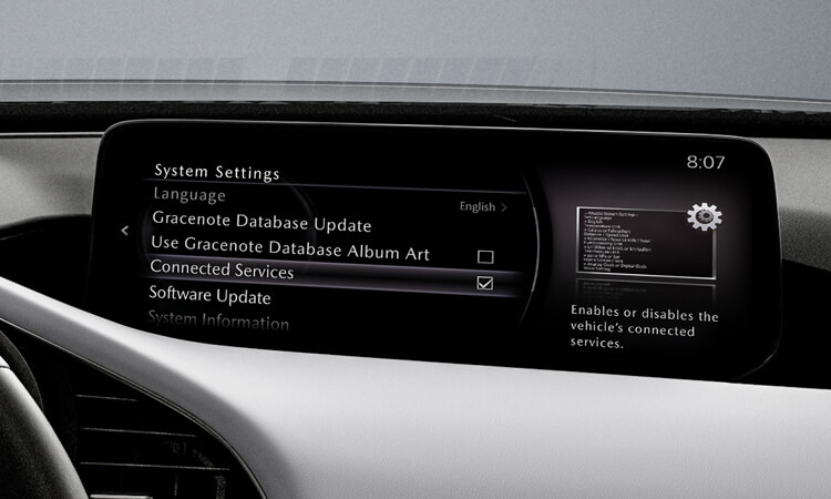 Dashboard with Mazda Connect display screen.