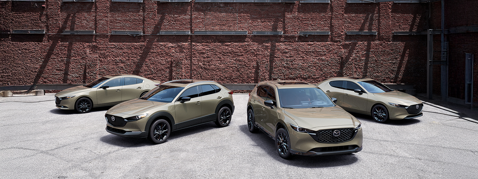 Salle d’exposition Mazda avec modèles VUM, VUS, berline, à hayon et décapotable
